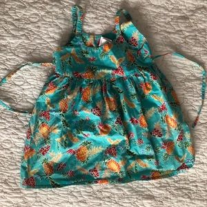 RJC spaghetti strap dress, pineapple print, teal